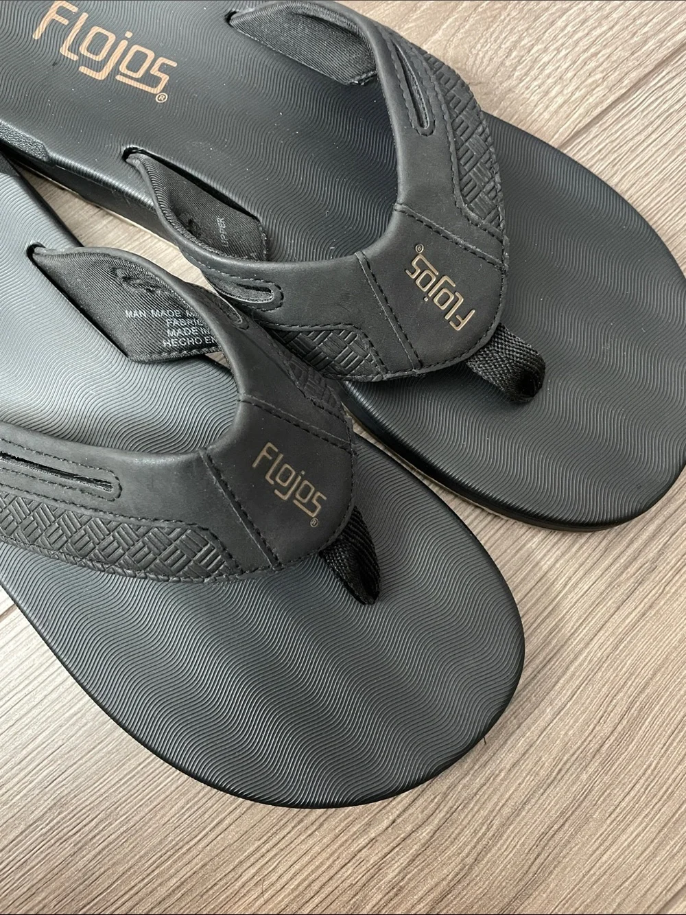Flojos Men's Memory Foam Thong Flip Flop Sandals Sz:8 Black